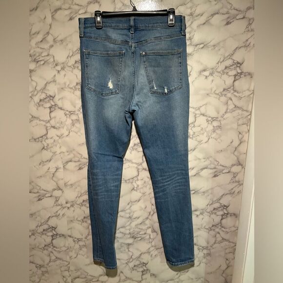 H&M Skinny Coupe Moulante Distressed Stretchy High Rise Jeans, Size 33/32 - Picture 6 of 6